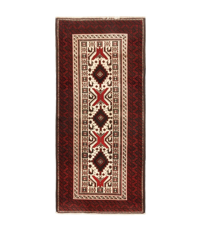 فرش دستباف قدیمی کناره طول دو متر بلوچ کد 705494