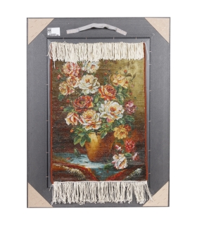تابلو فرش دستباف گل در گلدان سفالی تبریز کد 910024