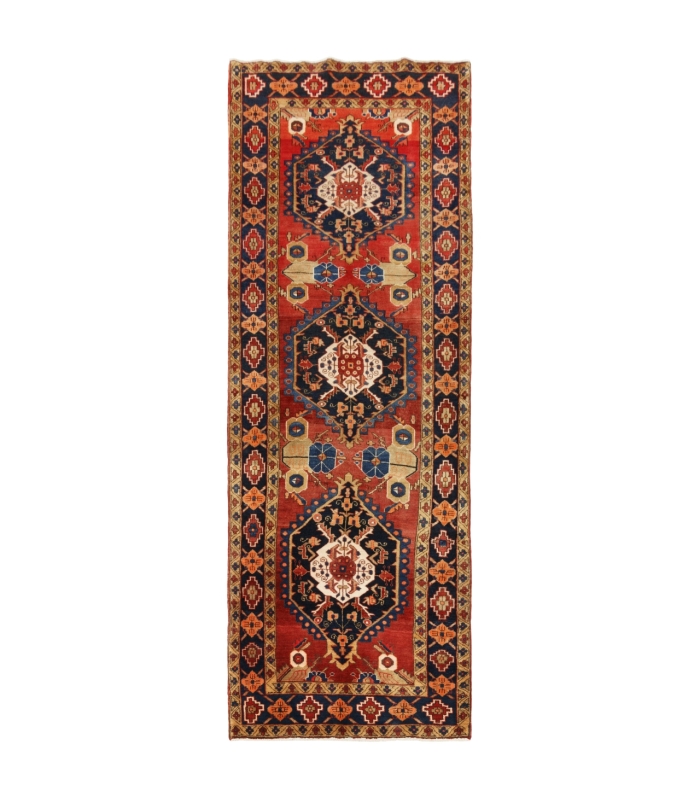 فرش دستباف قدیمی کناره طول سه متر هریس کد 705630