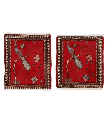 یک جفت فرش دستباف قدیمی نیم متری شیراز کد 709288